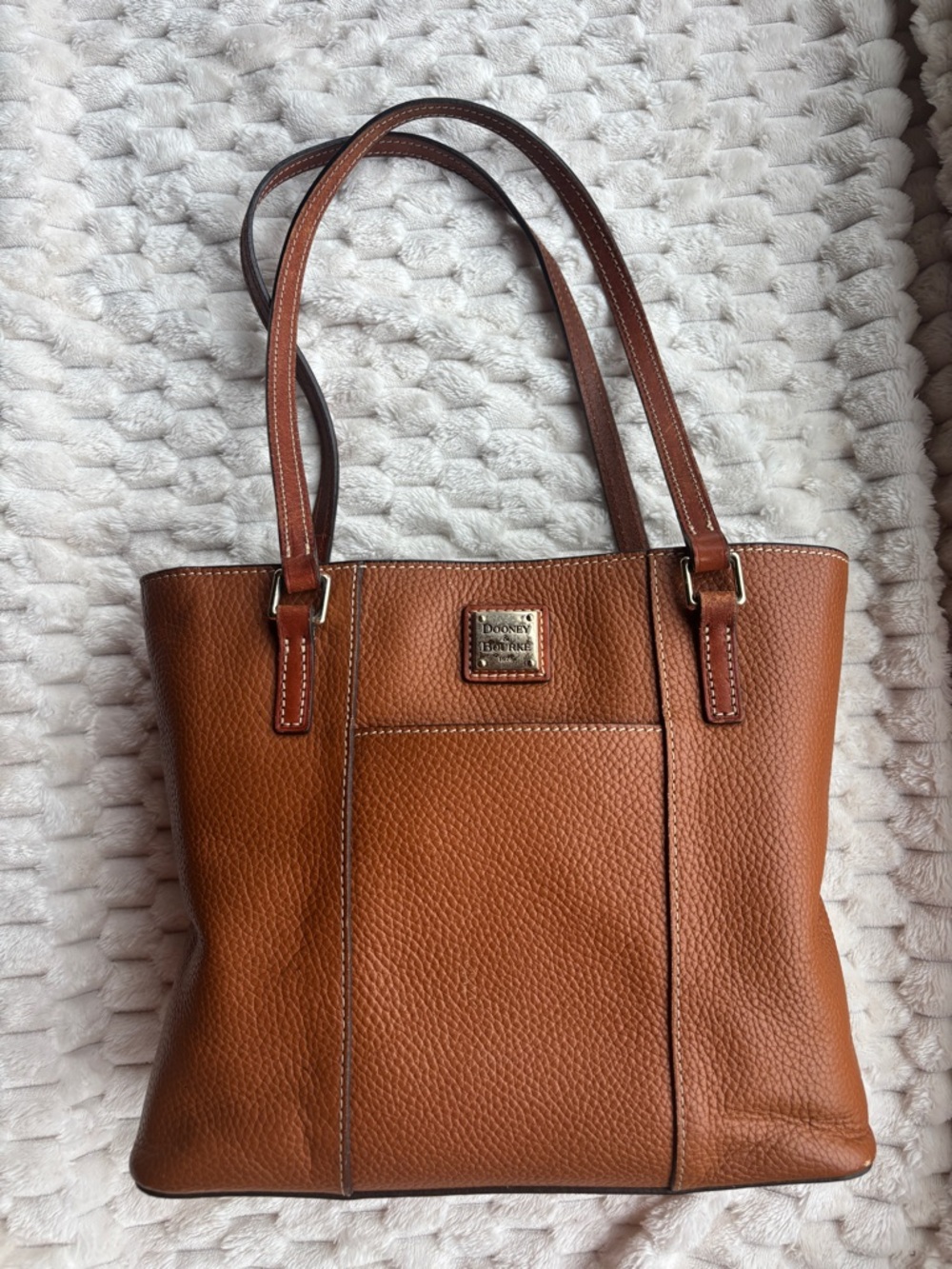Dooney & Bourke Brown Pebbled Leather Tote Bag Shoulder Handles